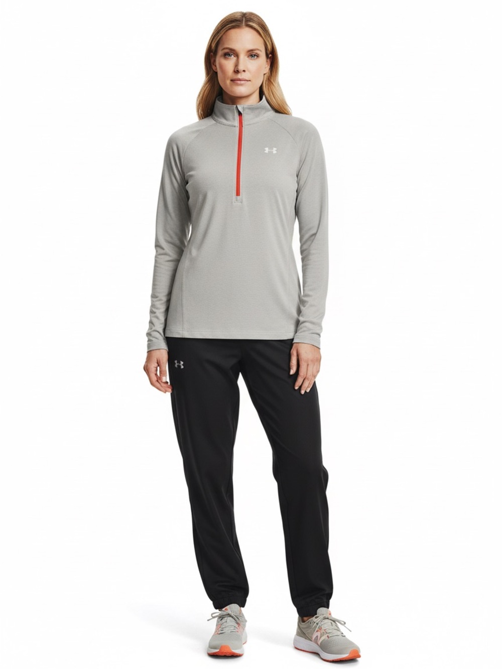 Under Armour Light Gray Quarter-Zip with Red Trim